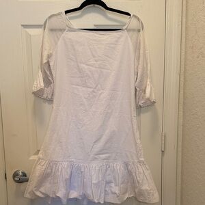 White Ruffle Sleeve Dress